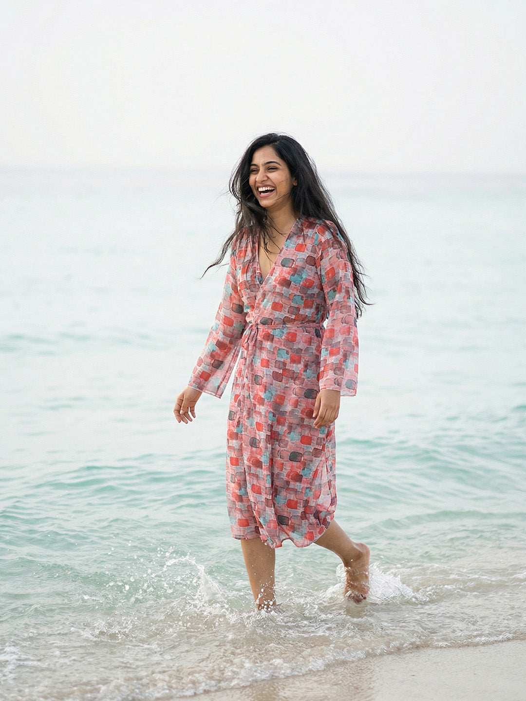 Printed Swim CoverUp Shrug