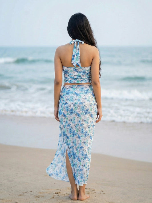 Printed Swim Mesh CoverUp Long Sarong