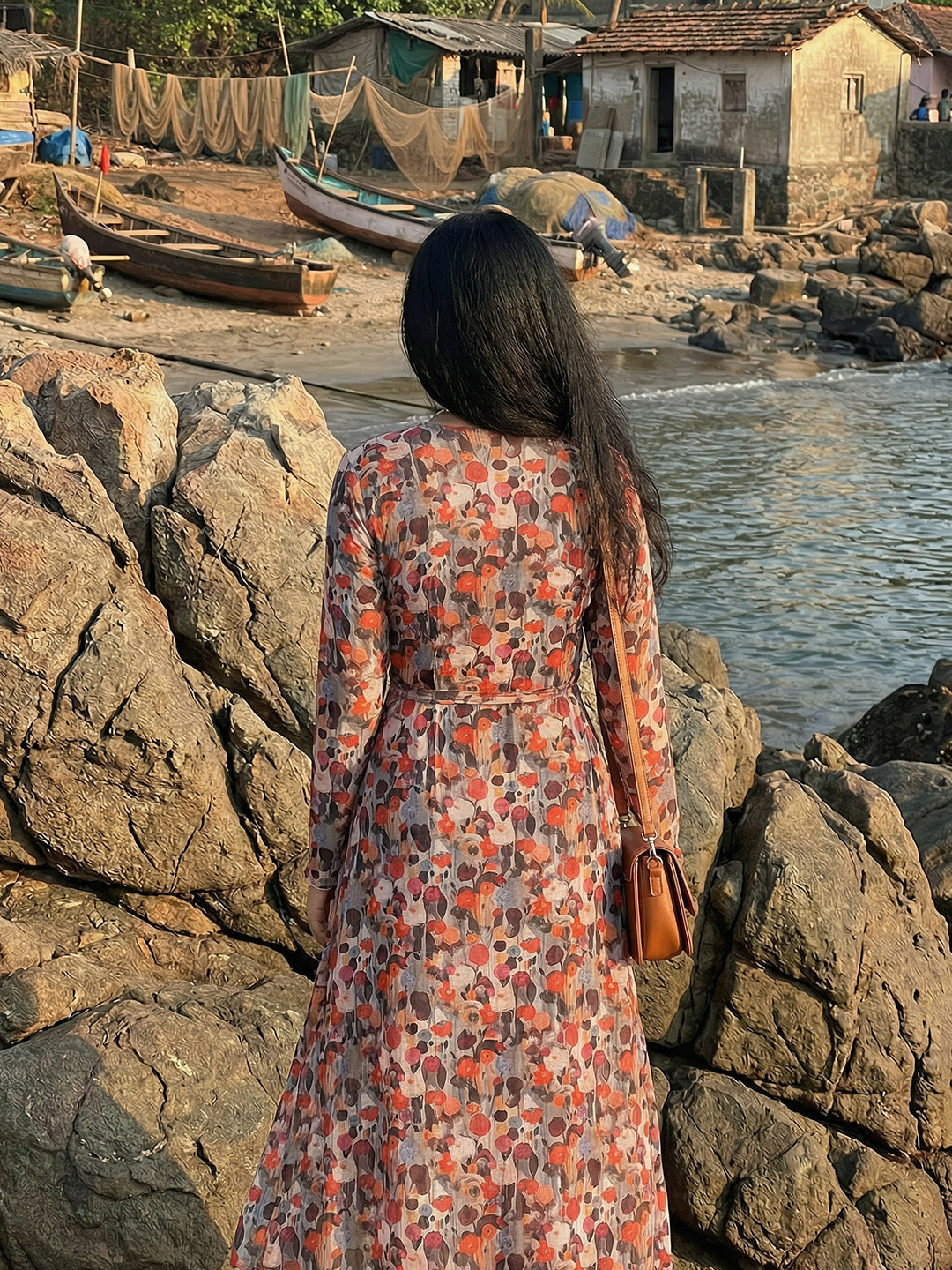 Padded Floral Print Tankini Swimsuit Long Shrug (Set of 3)