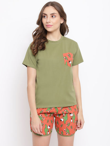 La Intimo Women's Premium Boxer & T-Shirt Set - Soft t-shirt and boxer shorts for stylish and comfortable sleepwear.