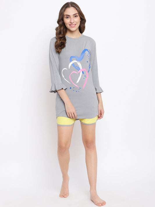 La Intimo Women's Premium Boxer & T-Shirt Set - Comfortable t-shirt and boxer shorts for stylish sleepwear and relaxation.