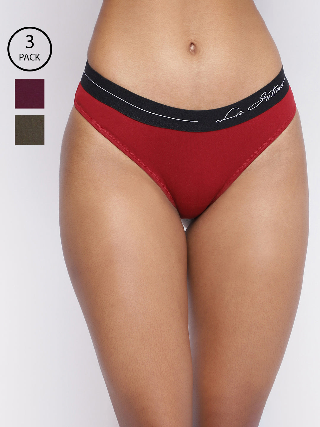 Pack of 3 women's panty briefs by La Intimo, designed for comfort and everyday support.