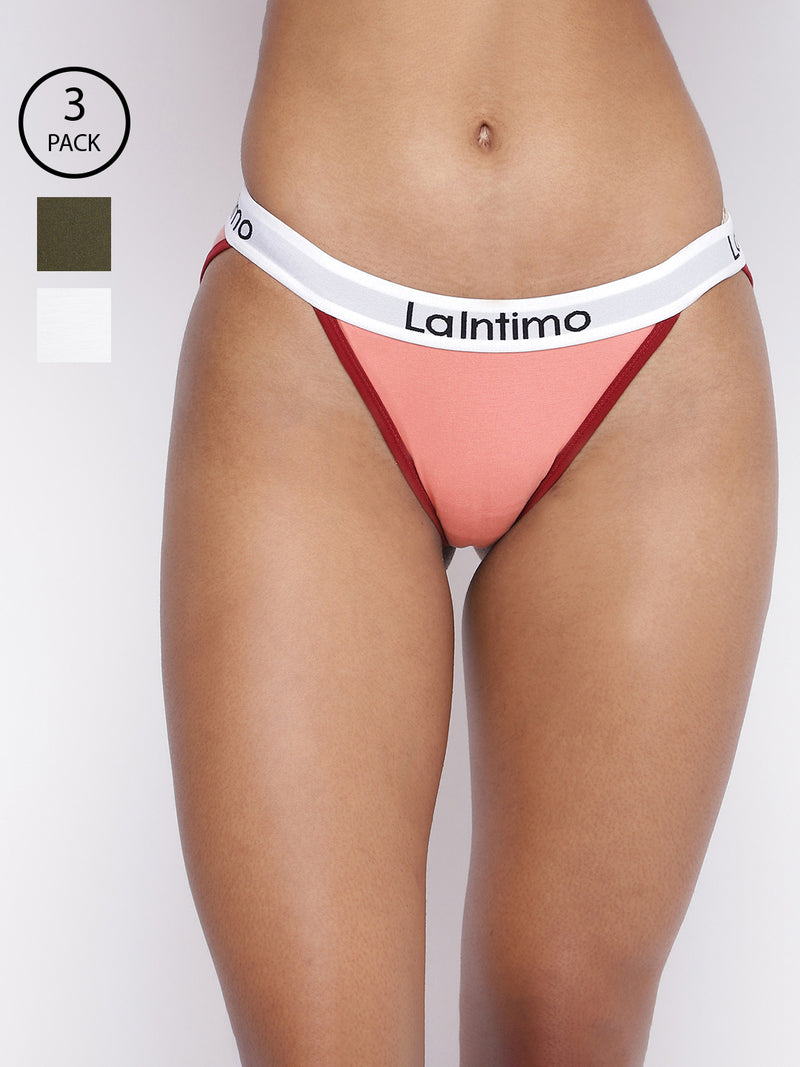 Pack of 3 women's panty briefs by La Intimo, designed for comfort and everyday wear.