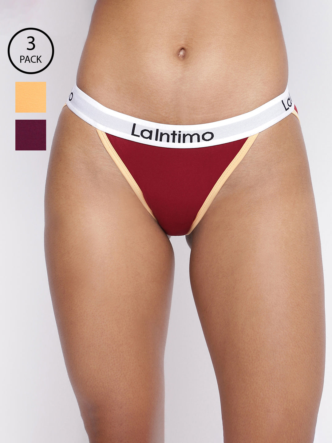 Pack of 3 women's panty briefs by La Intimo, designed for comfort and everyday wear.