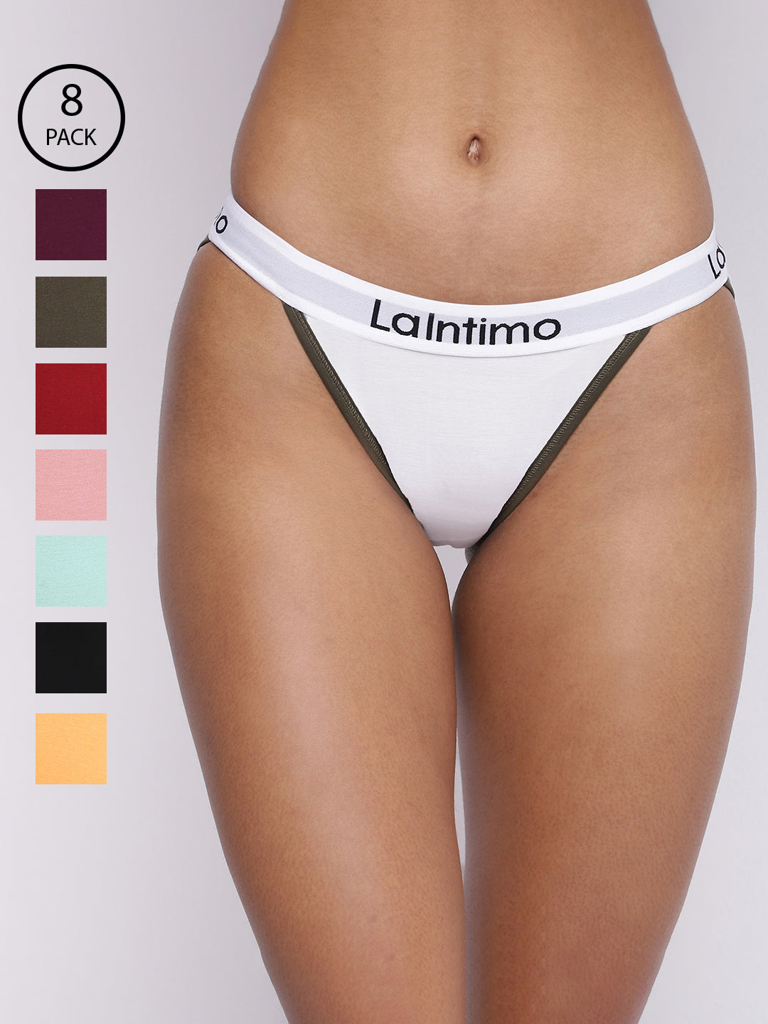 Pack of 8 women's panty briefs by La Intimo, designed for comfort, style, and all-day wear.