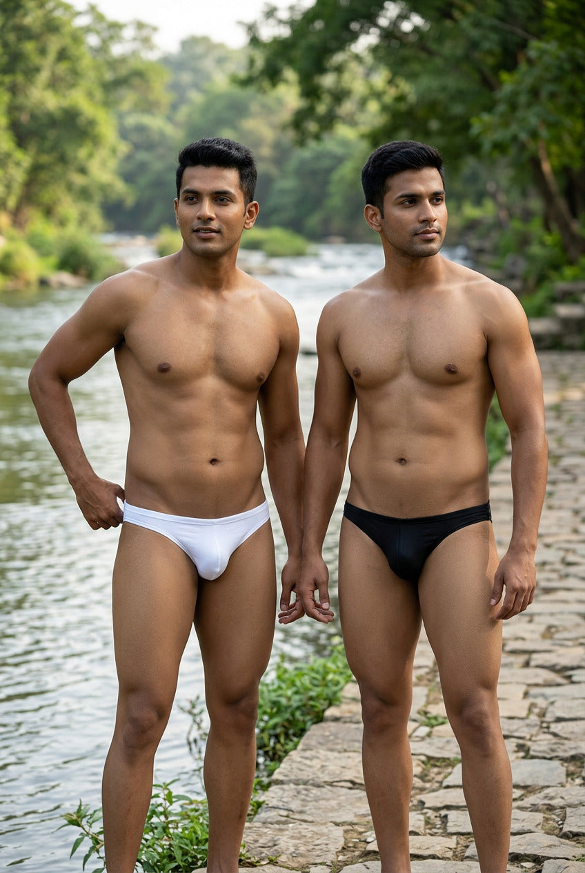 Men's La Intimo Low Waist Semi Seamless Thong - Flash (Pack of 2) - Black, White