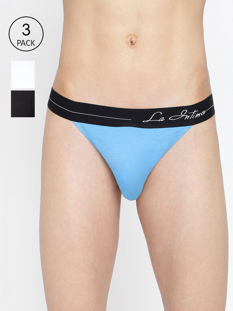 Pack of 3 men's thongs from La Intimo, featuring the Standard Core Collection for superior comfort and style.