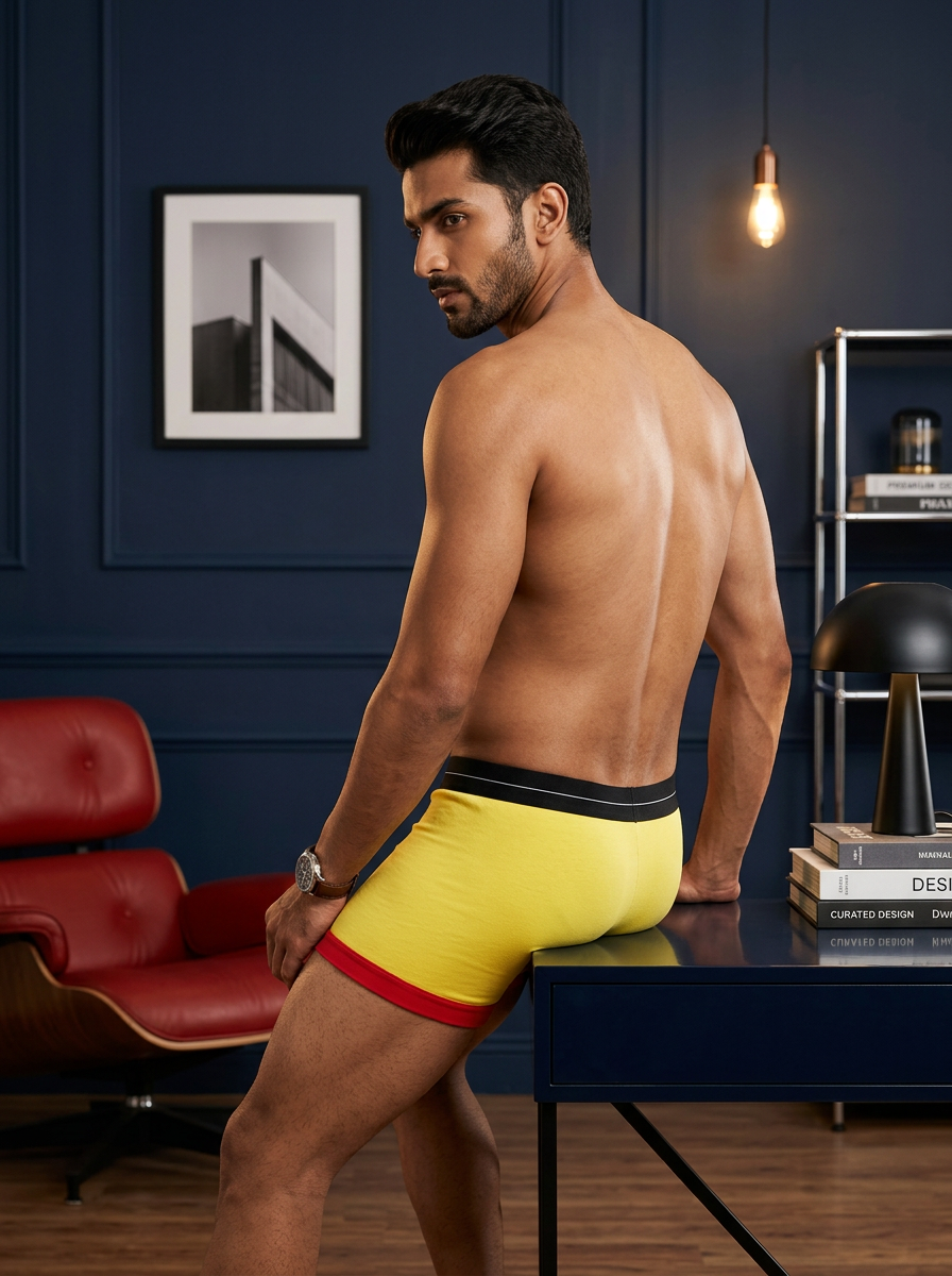 Men's Front Pouch Cotton Trunk - Sport
