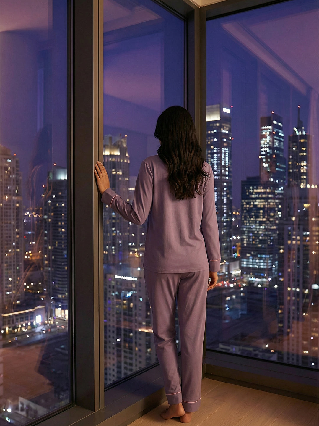 100% Cotton Solid Grey Nightsuit