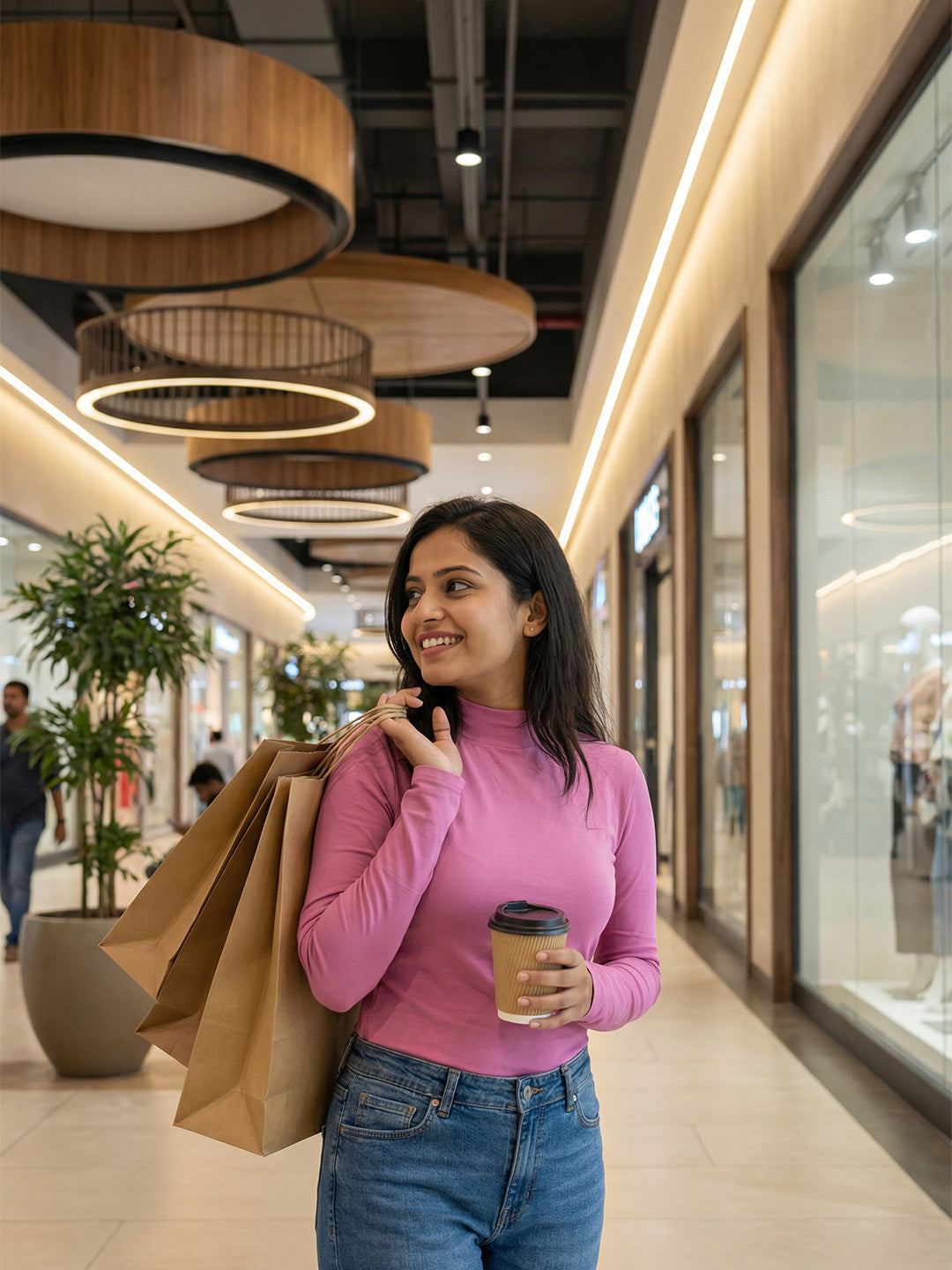 Cotton Mock Neck Fitted Full Sleeve T-Shirt