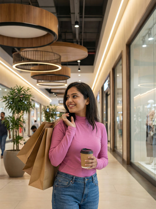 Cotton Mock Neck Fitted Full Sleeve T-Shirt