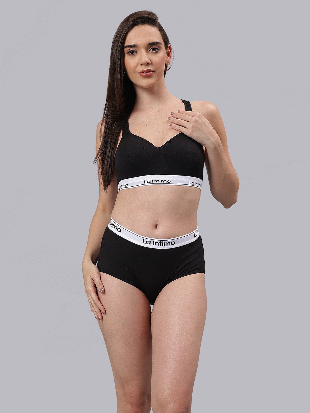 La Intimo Butter Bevy Women’s Sports Bra and Full Brief Combo Set – Pack of 2 in ultra-soft fabric for everyday comfort and support