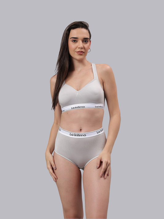 La Intimo Butter Bevy Women’s Sports Bra and Full Brief Combo Set – Pack of 2 in ultra-soft fabric for everyday comfort and support