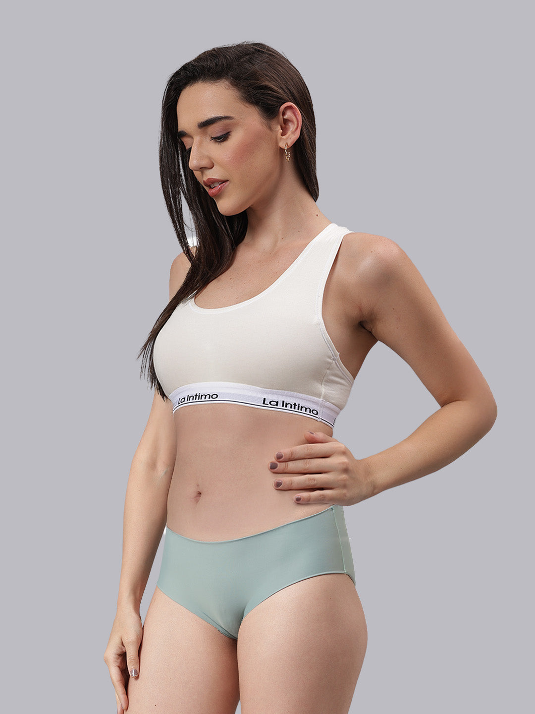 La Intimo Barely There Women’s Sports Bra and Semi-Seamless Lingerie Set – Combo Set in breathable fabric for no-line comfort and luxury innerwear feel