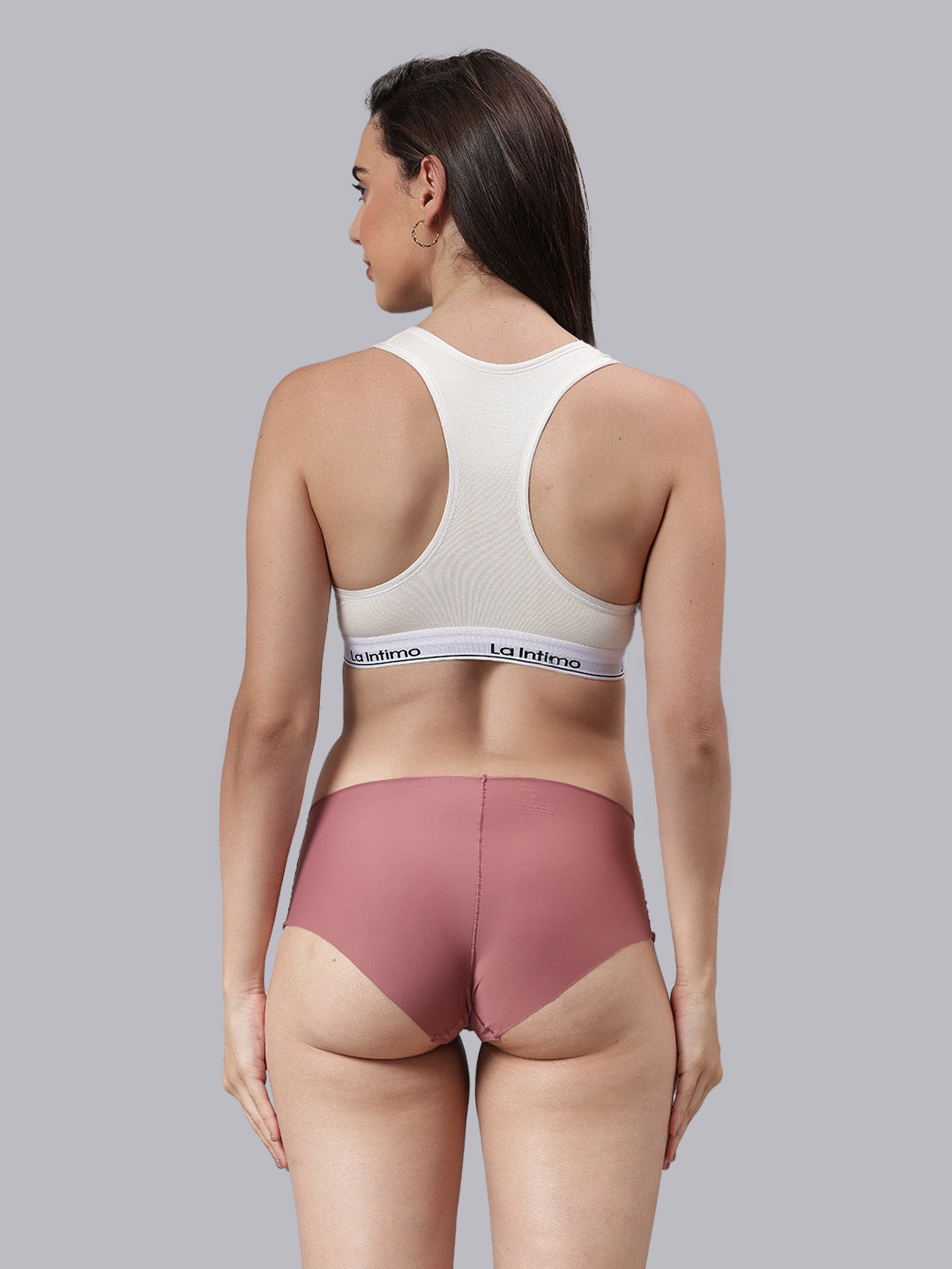 La Intimo Barely There Women’s Sports Bra and Semi-Seamless Lingerie Set – Combo Set in breathable fabric for no-line comfort and luxury innerwear feel