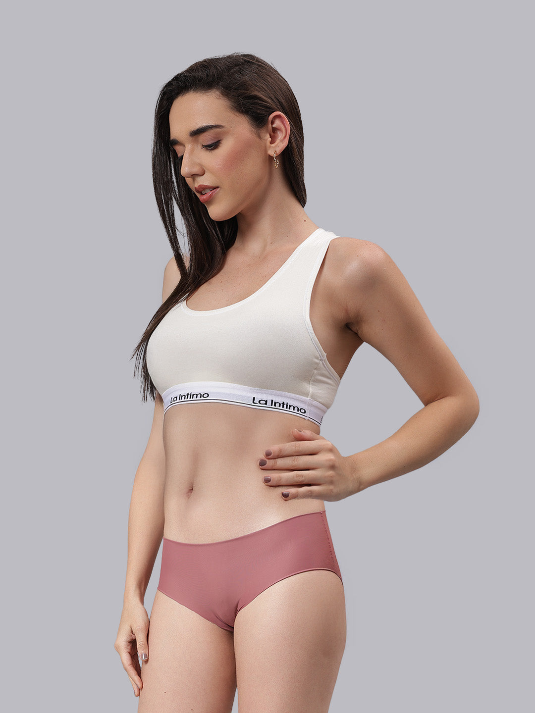 La Intimo Barely There Women’s Sports Bra and Semi-Seamless Lingerie Set – Combo Set in breathable fabric for no-line comfort and luxury innerwear feel