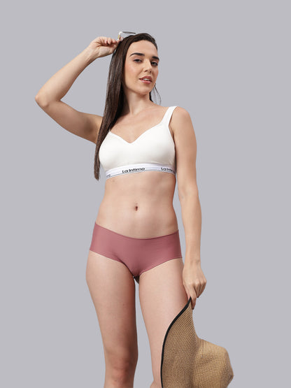 La Intimo Barely There Women’s Sports Bra and Semi-Seamless Lingerie Set – Combo Set in breathable fabric for no-line comfort and luxury innerwear feel