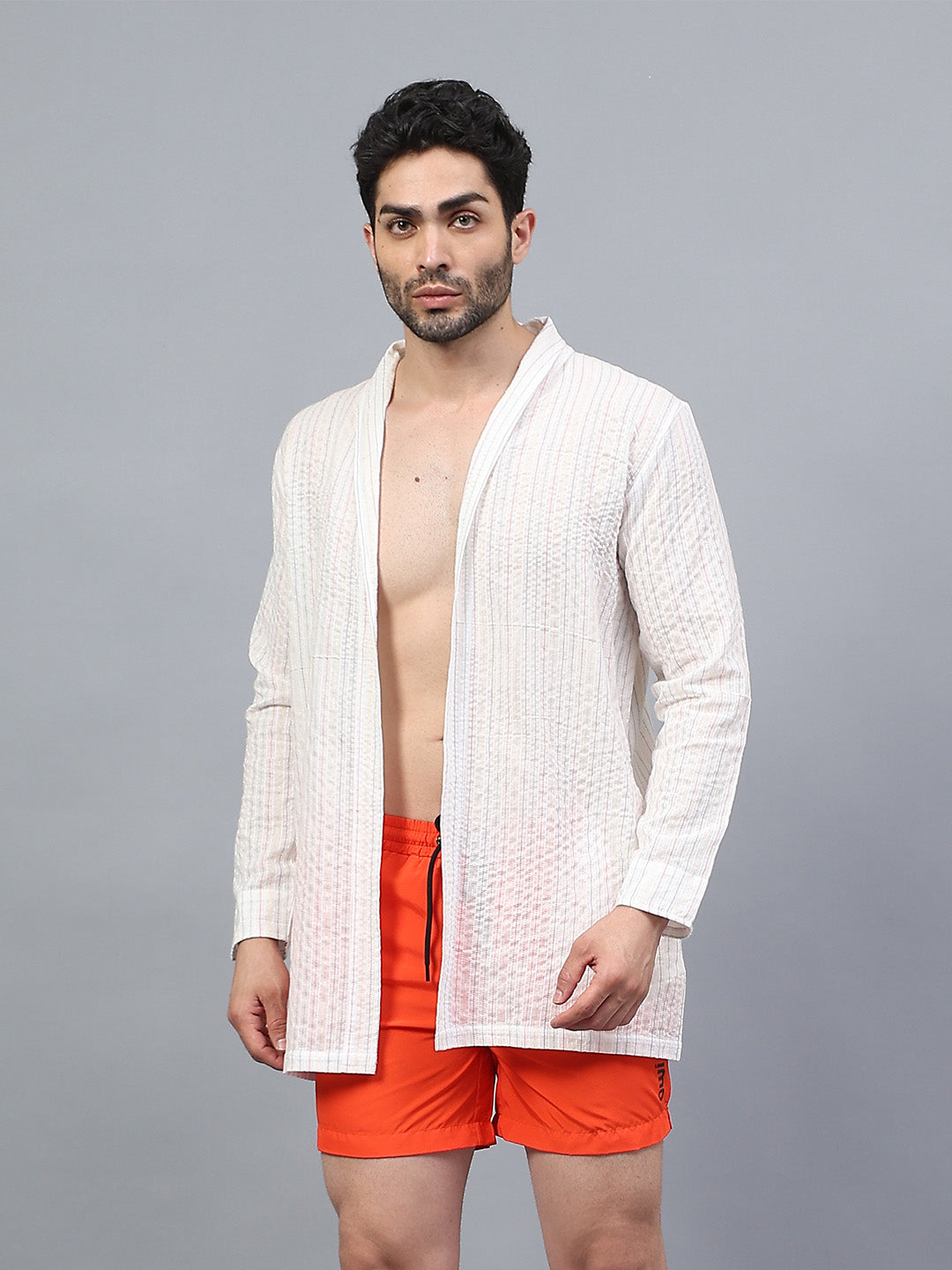 La Intimo men's luxury short swimwear shrug in Oceanic Solids collection – stylish beachwear in premium fabric