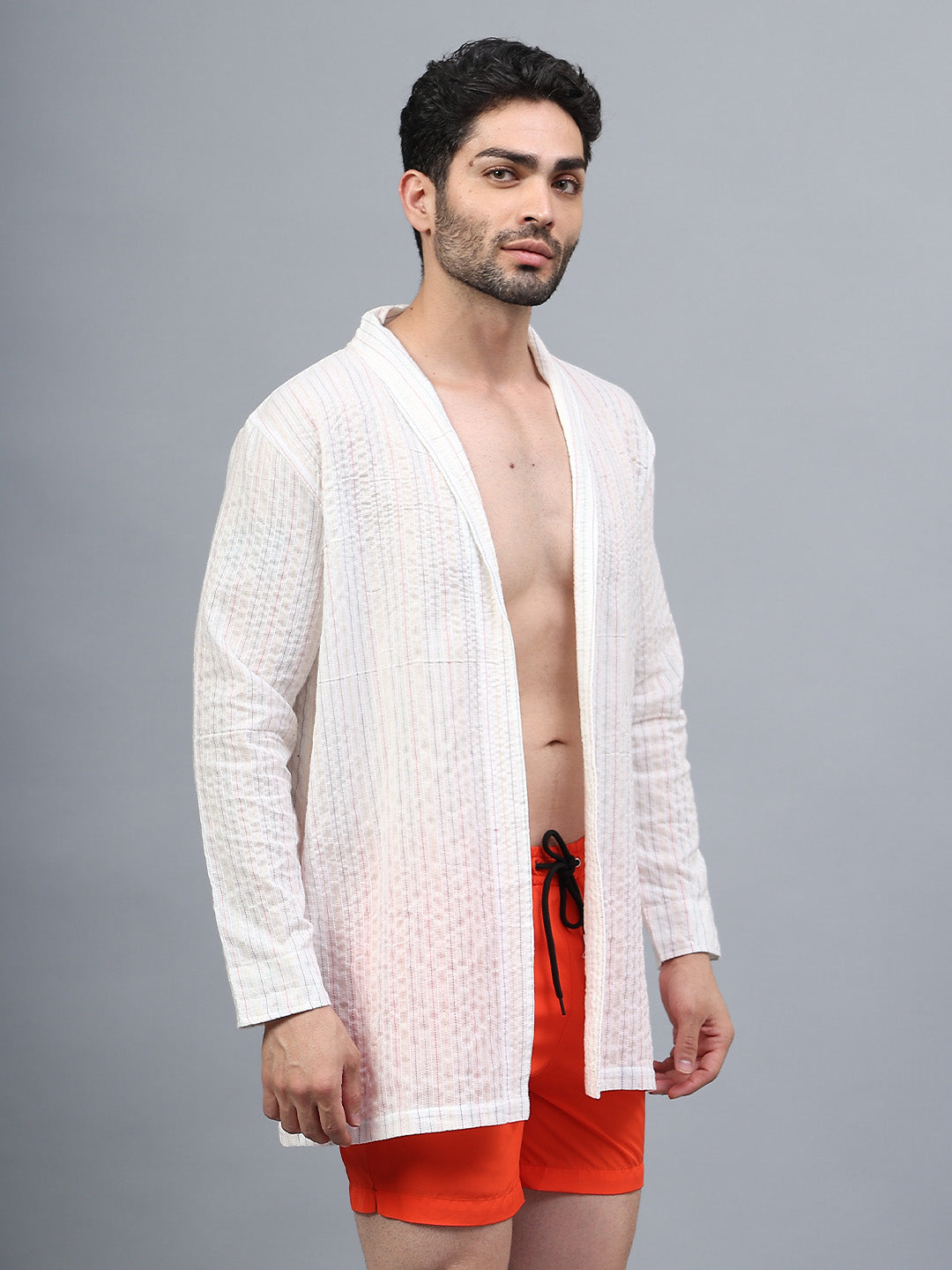 La Intimo men's luxury short swimwear shrug in Oceanic Solids collection – stylish beachwear in premium fabric