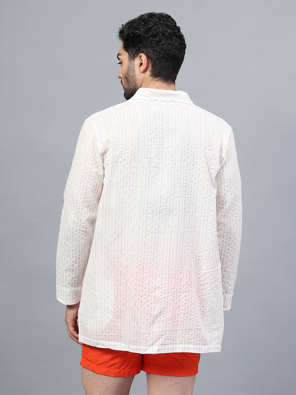 La Intimo men's luxury short swimwear shrug in Oceanic Solids collection – stylish beachwear in premium fabric