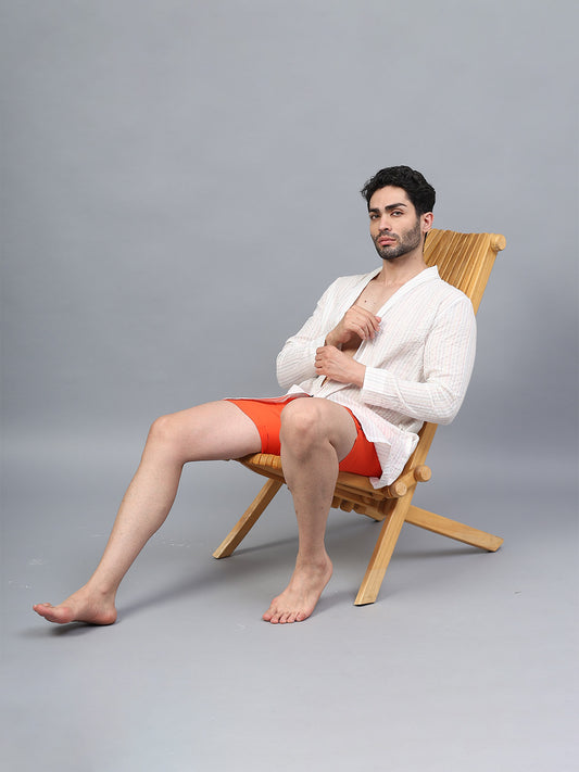 La Intimo men's luxury short swimwear shrug in Oceanic Solids collection – stylish beachwear in premium fabric