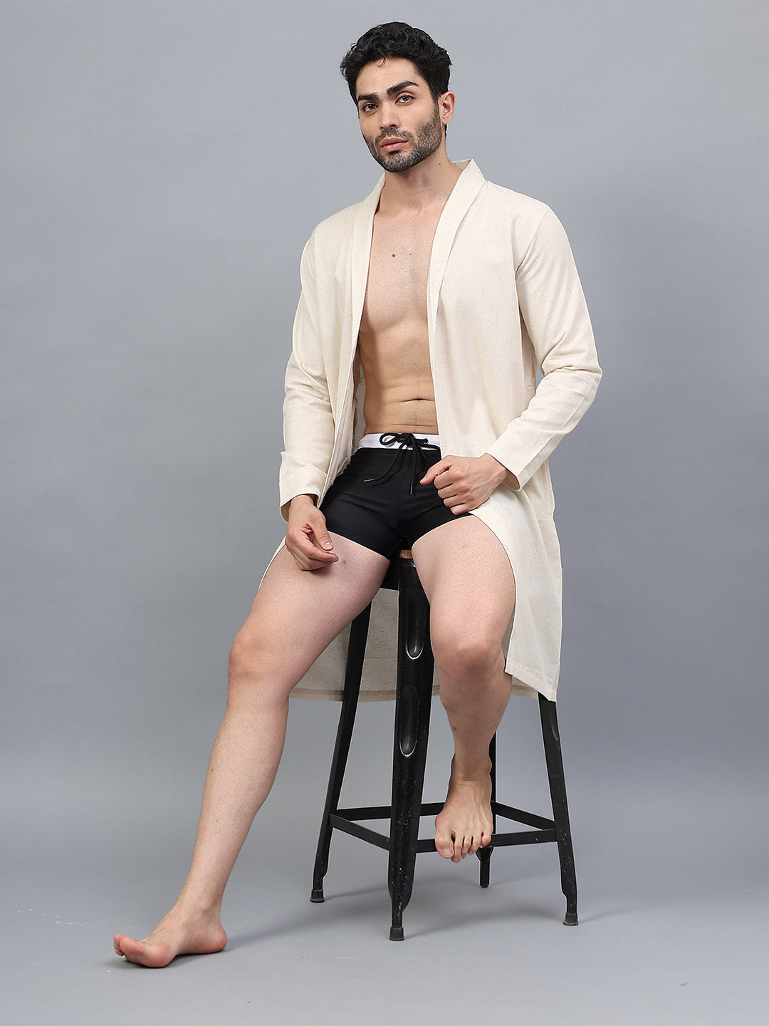 La Intimo men's luxury long swimwear shrug in Oceanic Solids collection – elegant and comfortable beachwear