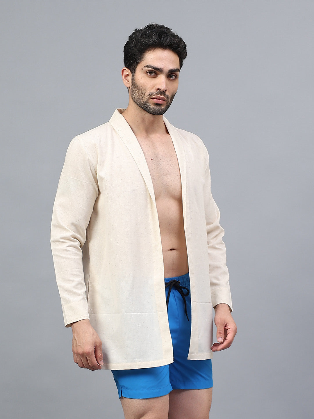 La Intimo men's luxury short swimwear shrug from the Oceanic Solids collection – modern beachwear for men