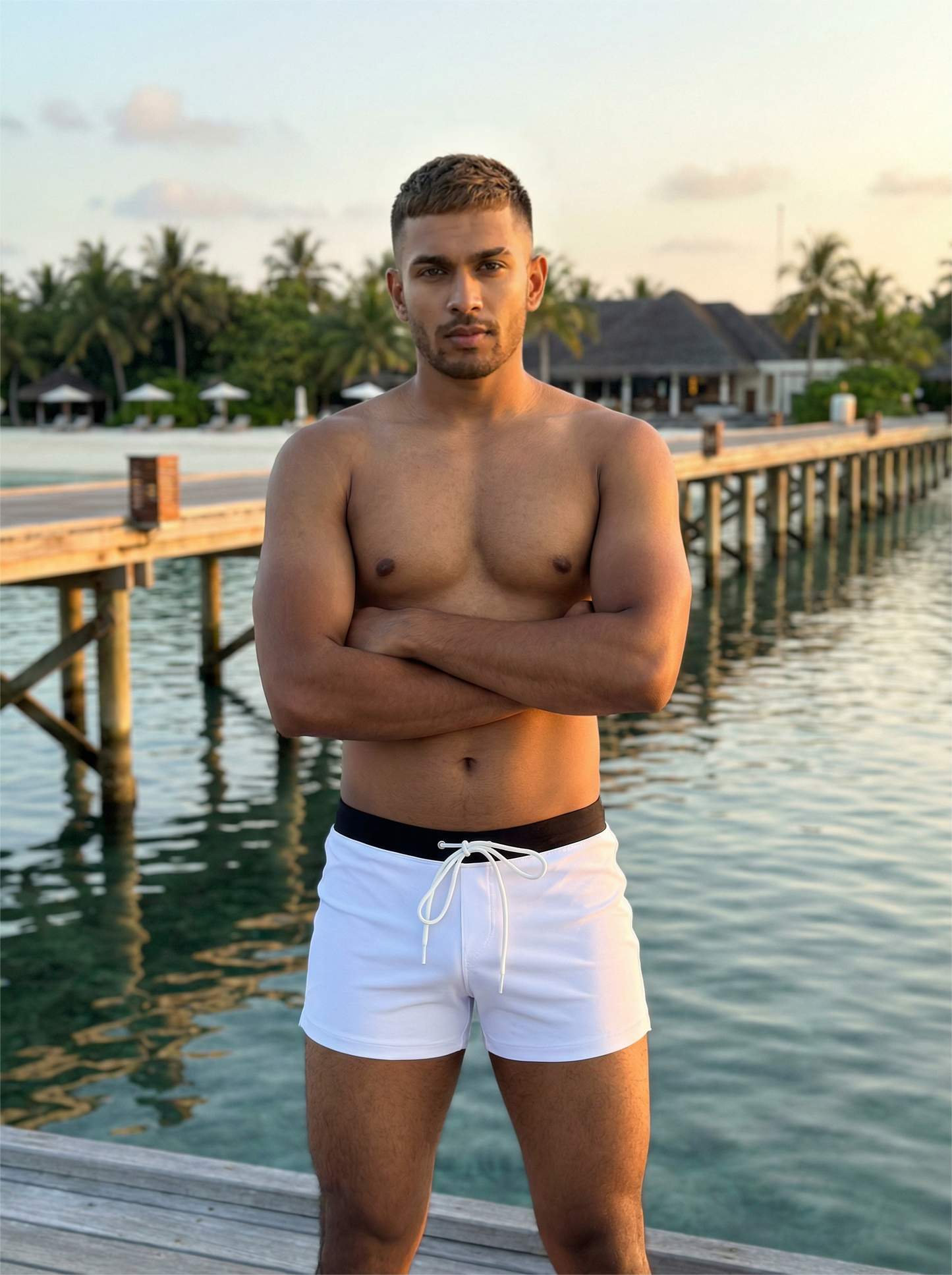 Contrast Waistband Swim Trunk