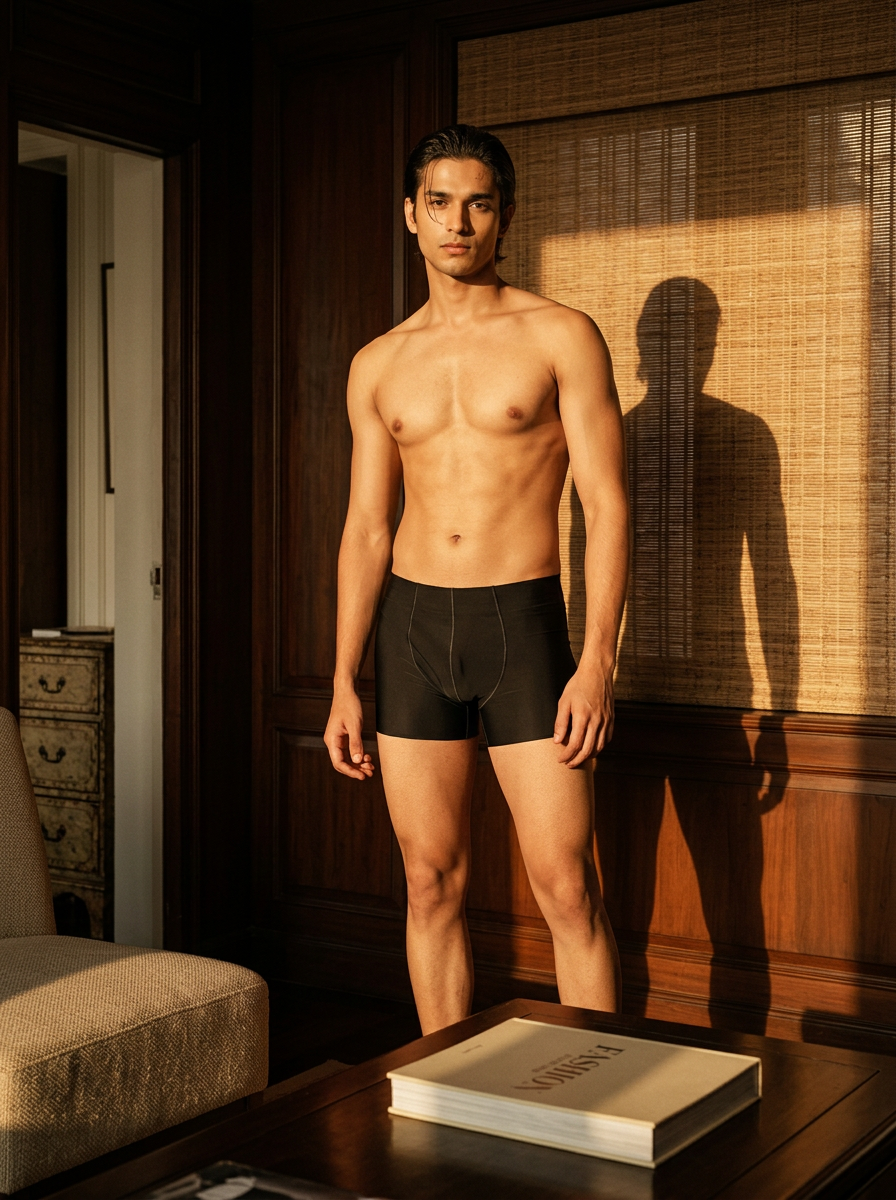 Men's Nylon Spandex Semi Seamless Trunk