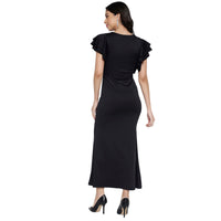 Women's Solid Formal Flutter Sleeve Midi Dress for Women | Western Dresses for Women Latest Design MQDRS01