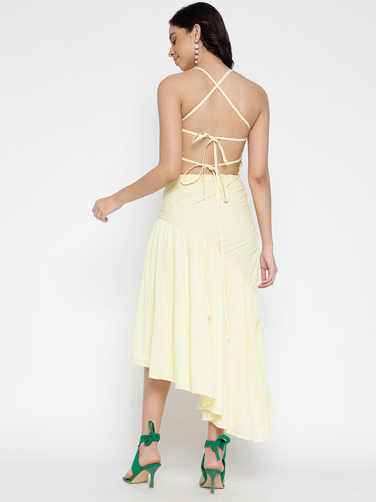 Backless Midi Dress - Textured Crepe