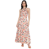 Women's Printed A-Line Halter Neck Maxi Dress for Women | Long Dresses For Women Western Wear MQDRS03