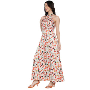 Women's Printed A-Line Halter Neck Maxi Dress for Women | Long Dresses For Women Western Wear MQDRS03