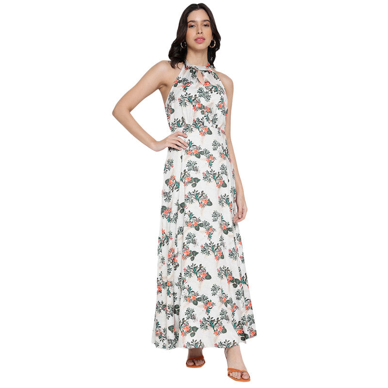 Women's Printed A-Line Halter Neck Maxi Dress for Women | Long Dresses For Women Western Wear MQDRS03