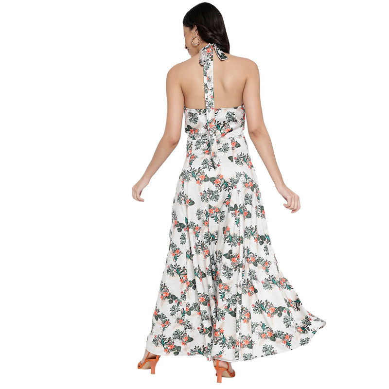 Women's Printed A-Line Halter Neck Maxi Dress for Women | Long Dresses For Women Western Wear MQDRS03