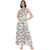 Women's Printed A-Line Halter Neck Maxi Dress for Women | Long Dresses For Women Western Wear MQDRS03