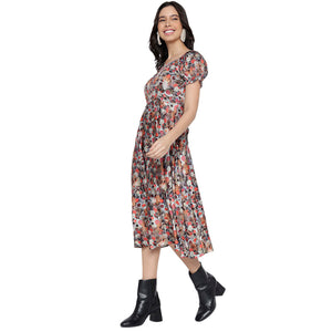 Women's Casual Printed Puff Sleeve Maxi Dress for Women | Long Dresses For Women Western Wear MQDRS04