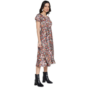 Women's Casual Printed Puff Sleeve Maxi Dress for Women | Long Dresses For Women Western Wear MQDRS04