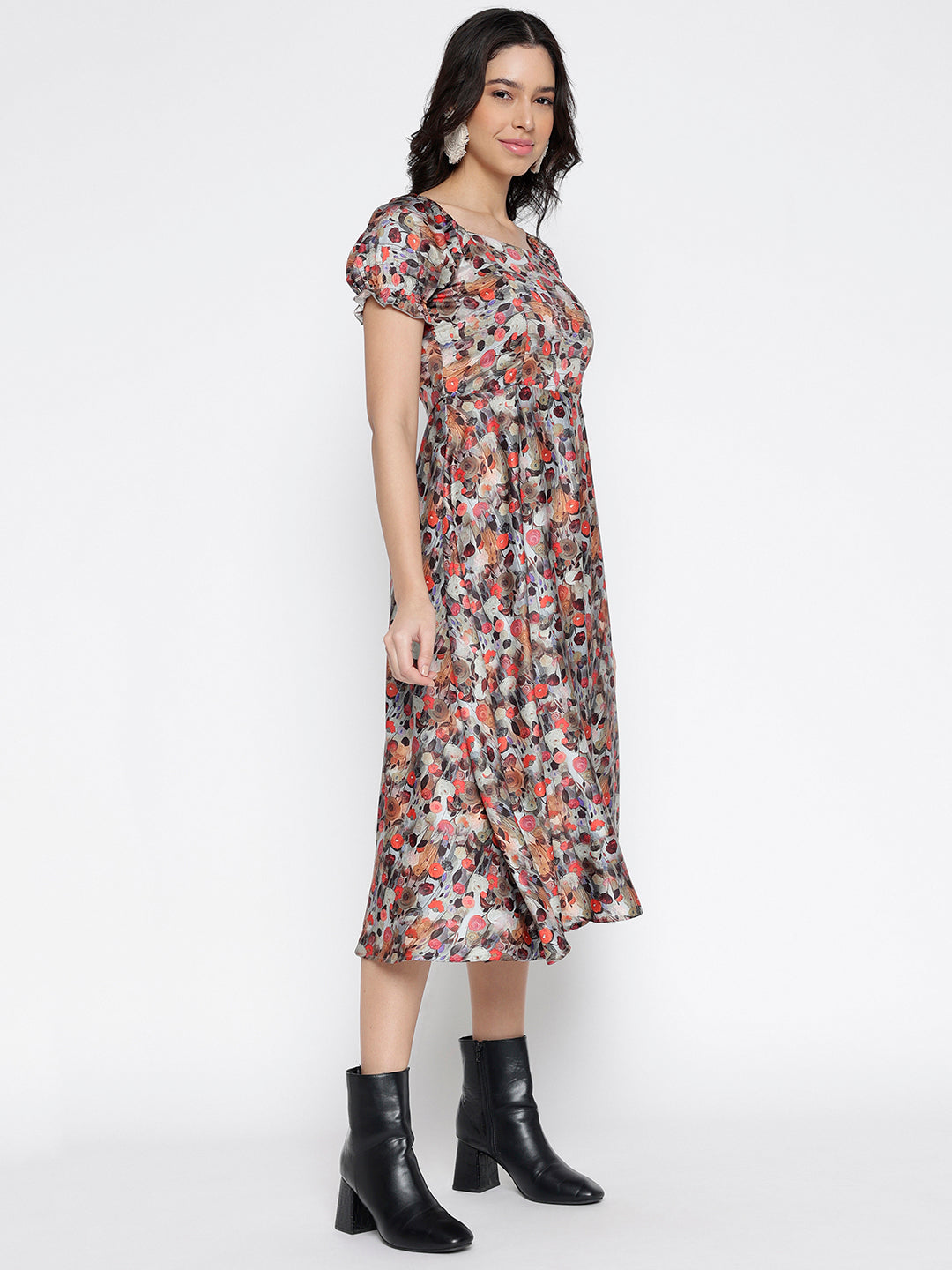 Puffs Midi Dress - Butter crepe