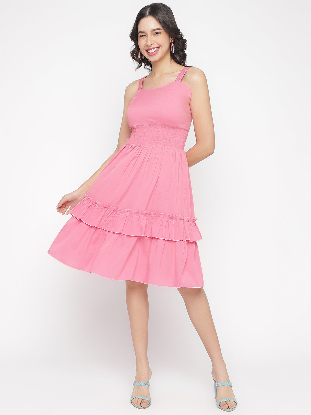 Textured Crepe Sundress Mini Dress