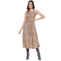 Women's Casual Printed A-Line Square Neck Midi Dress for Women | Dresses For Women Western Wear MQDRS06