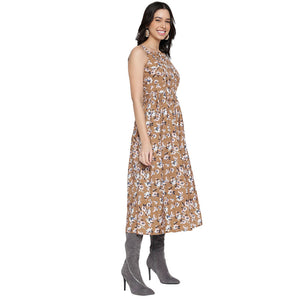 Women's Casual Printed A-Line Square Neck Midi Dress for Women | Dresses For Women Western Wear MQDRS06