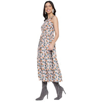 Women's Casual Printed A-Line Square Neck Midi Dress for Women | Dresses For Women Western Wear MQDRS06