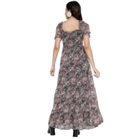 Women's Printed Puff Sleeve Tiered Maxi Dress for Women | Printed Long Dresses For Women Western Wear MQDRS07