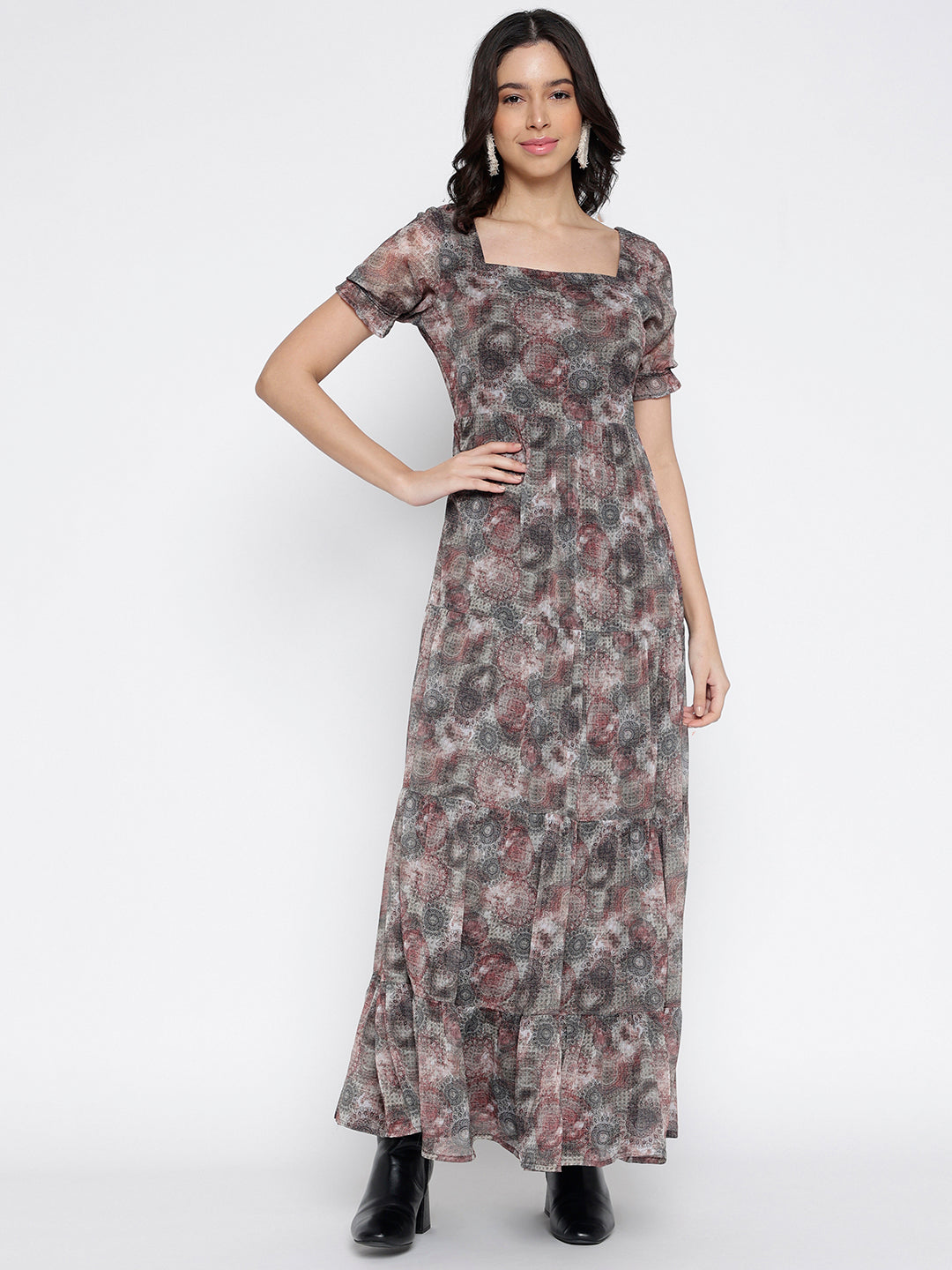 Cherry Textured Maxi Dress - Pure Chiffon