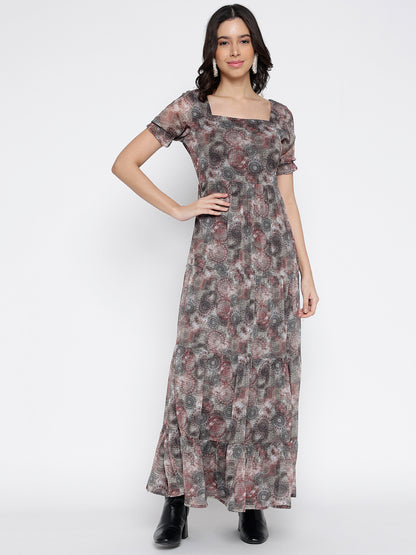 Cherry Textured Maxi Dress - Pure Chiffon