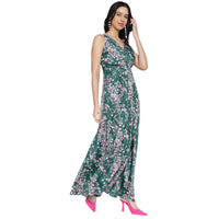 Women's Sleeveless V-Neck Printed Maxi Dress for Women | Long Dresses For Women Western Wear MQDRS09