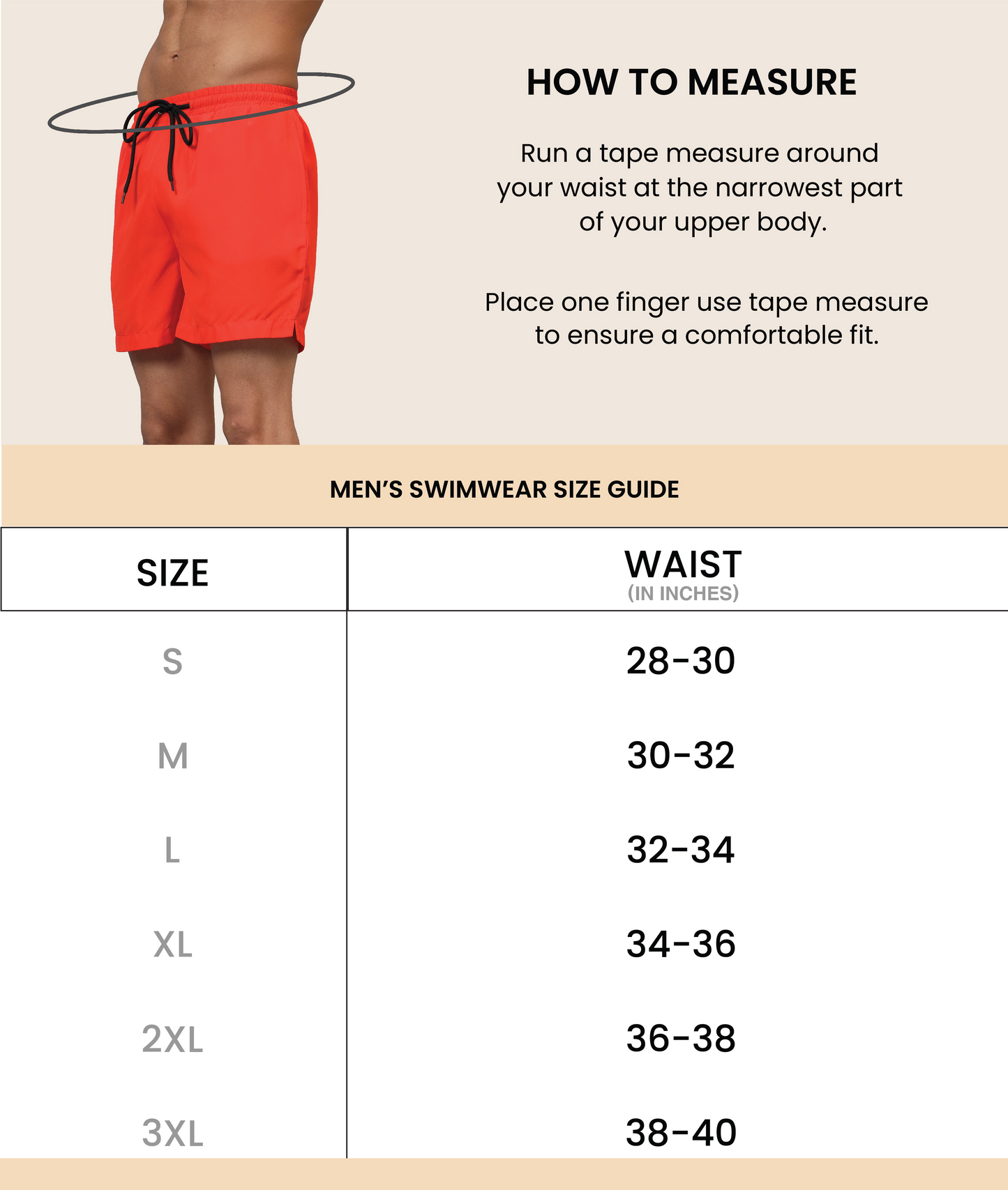 Men's Trendy Swim CoverUp - Thigh Length - Size Chart - La Intimo
