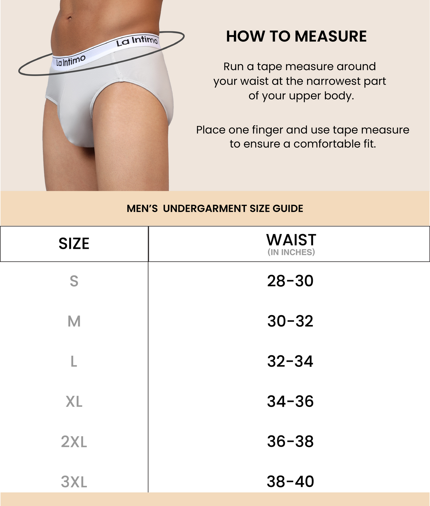 Men's Modal Thongs - Thigh High Comfy - Size Chart - La Intimo