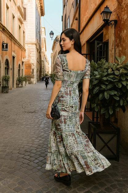 Green Textured Maxi Dress - Pure Chiffon